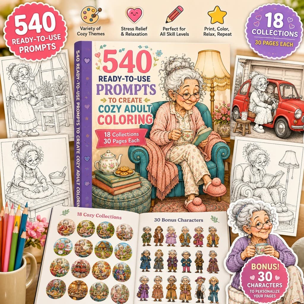 Adult Coloring Book Prompts Review: Turn 540 Cozy Directions Into KDP Books and Etsy Listings